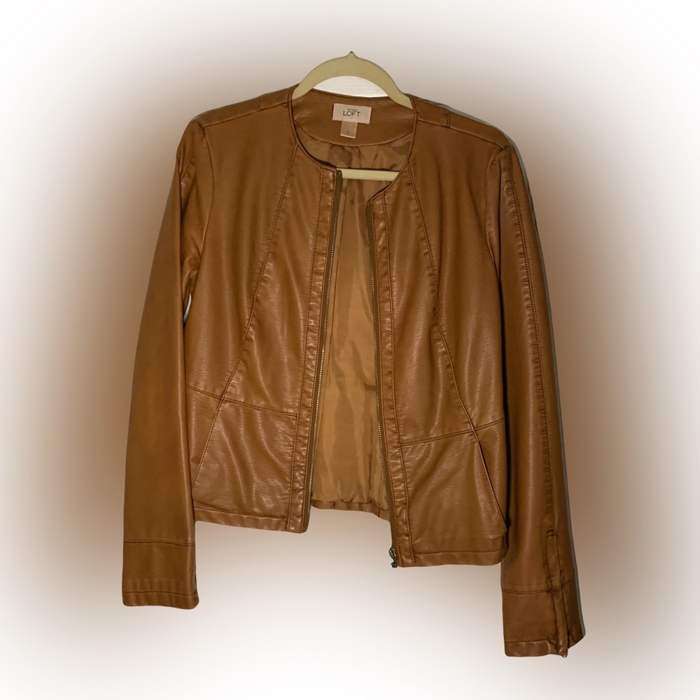 Loft Tan Leather Jacket size S